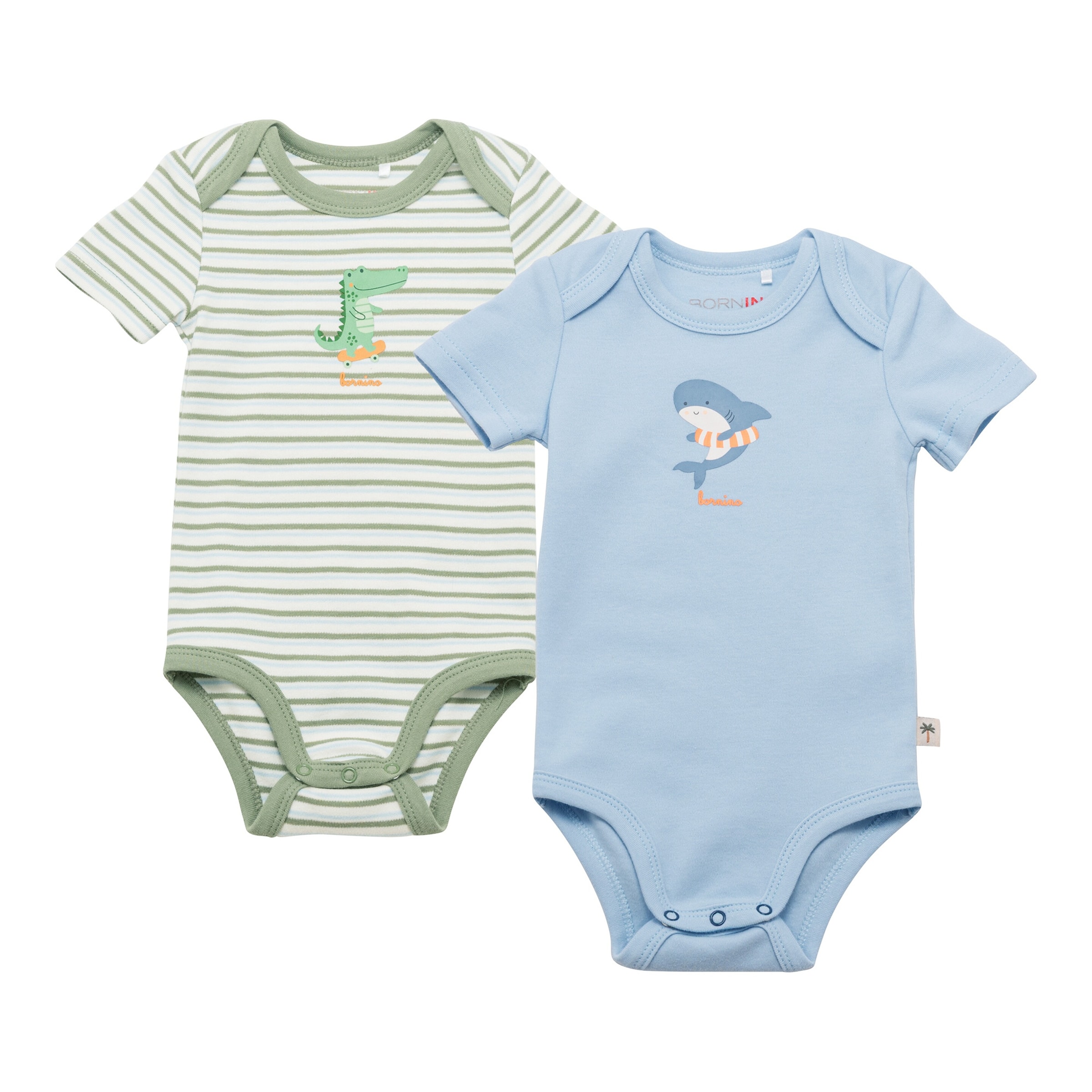 Bornino Sunny Adventure 2er-Pack Bodys kurzarm Krokodil Hai