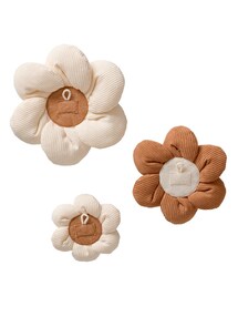 3er-Set Samtblumen, beige