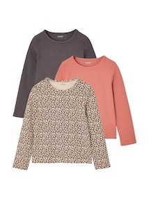 3er-Pack Shirts mit langen Ärmeln Mädchen BASIC