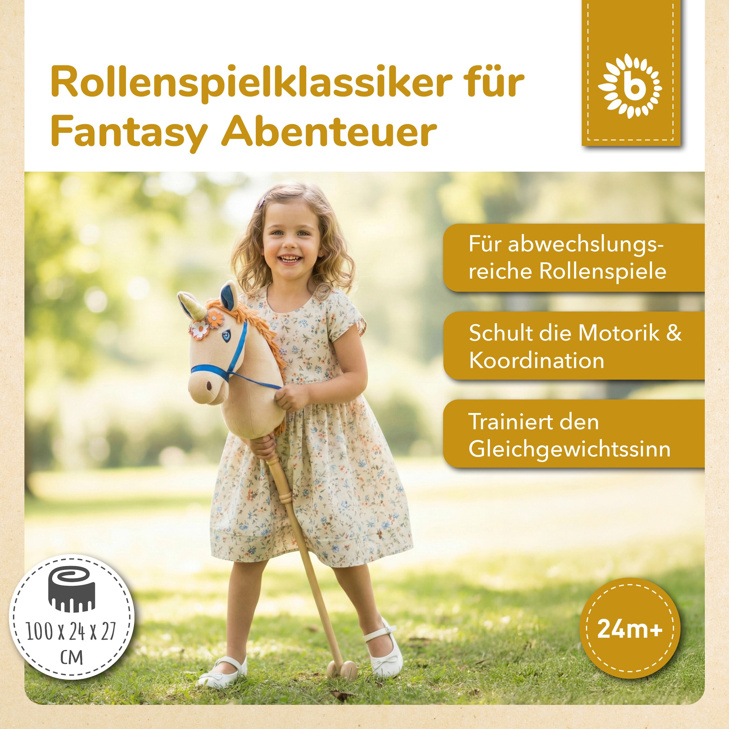 Bieco Steckenpferd Holz Einhorn Magic