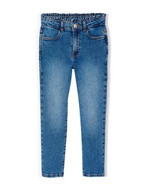 Slim-Fit-Jeans mit Rüschenbund Mädchen Hüftweite REGULAR, Bundweite verstellbar
