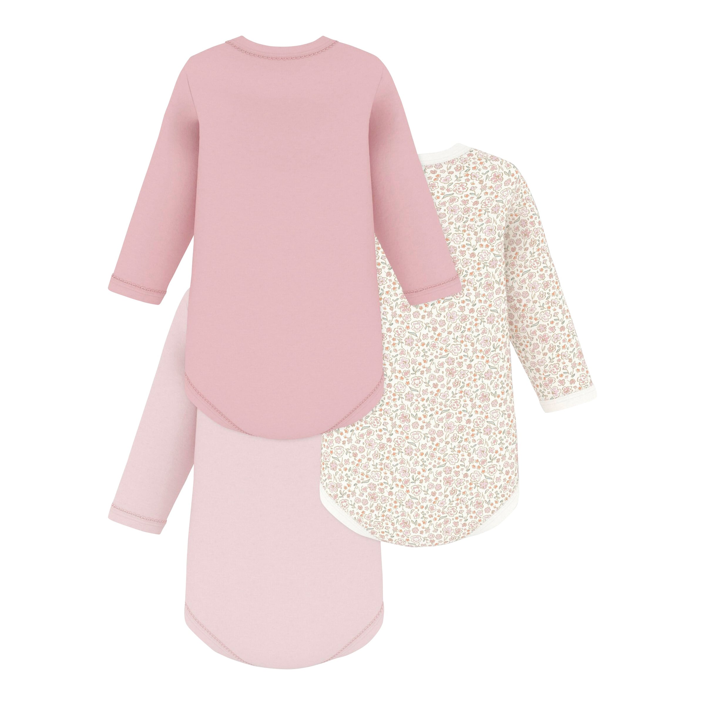 Petit Bateau 3er-Pack Bodys langarm Blumen