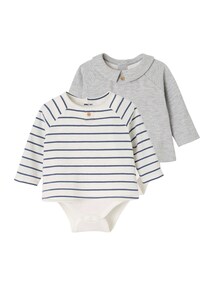 2er-Pack Baby Shirtbodys mit Kragen