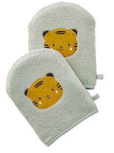 2er-Pack Baby Waschhandschuhe, Panda oder Tiger Oeko-Tex