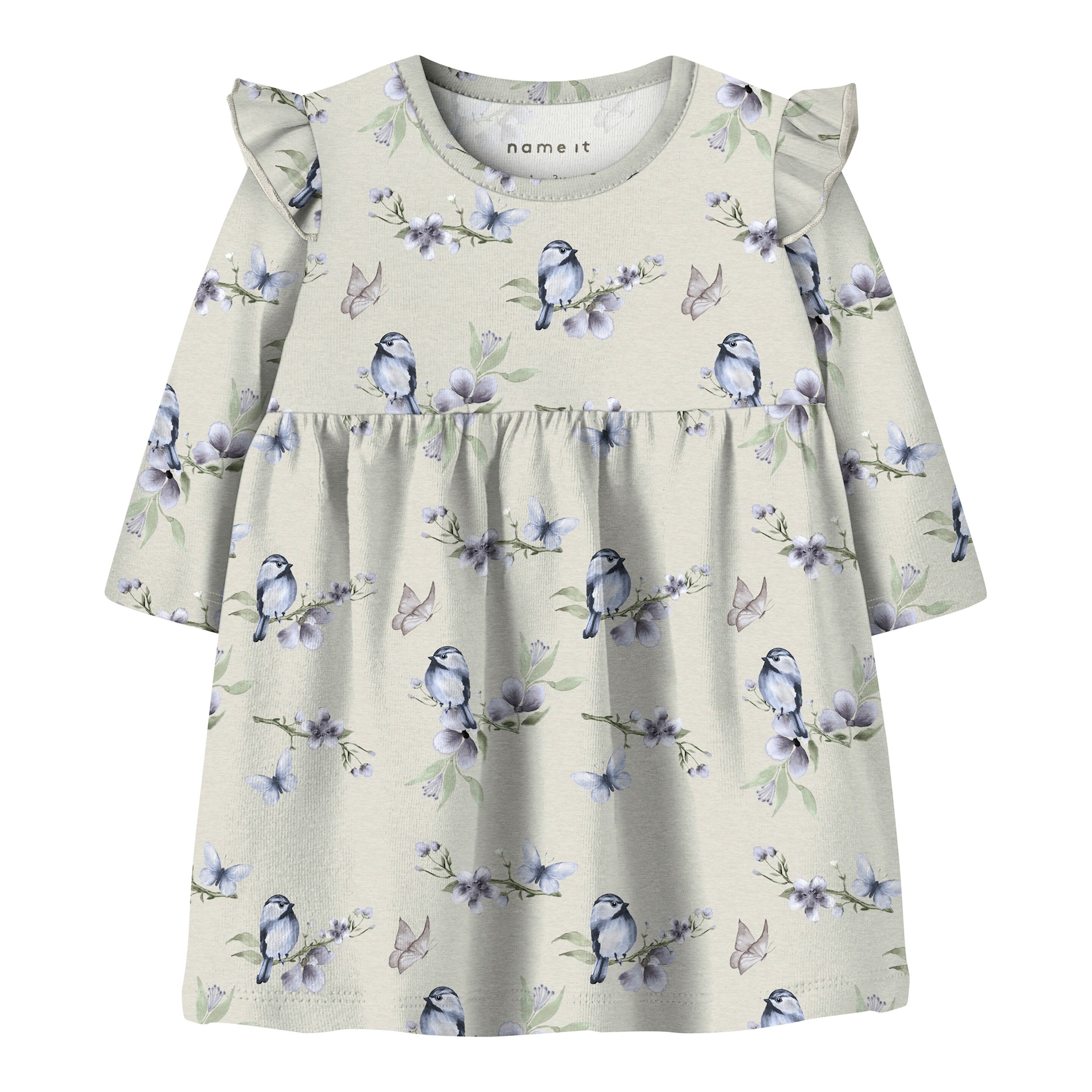 Name It Kleid langarm Vögel Rüschen