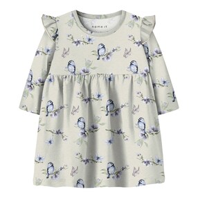 Kleid langarm Vögel Rüschen