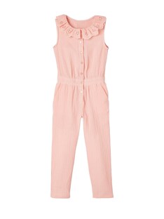 Mädchen Jumpsuit aus Musselin, bestickter Kragen