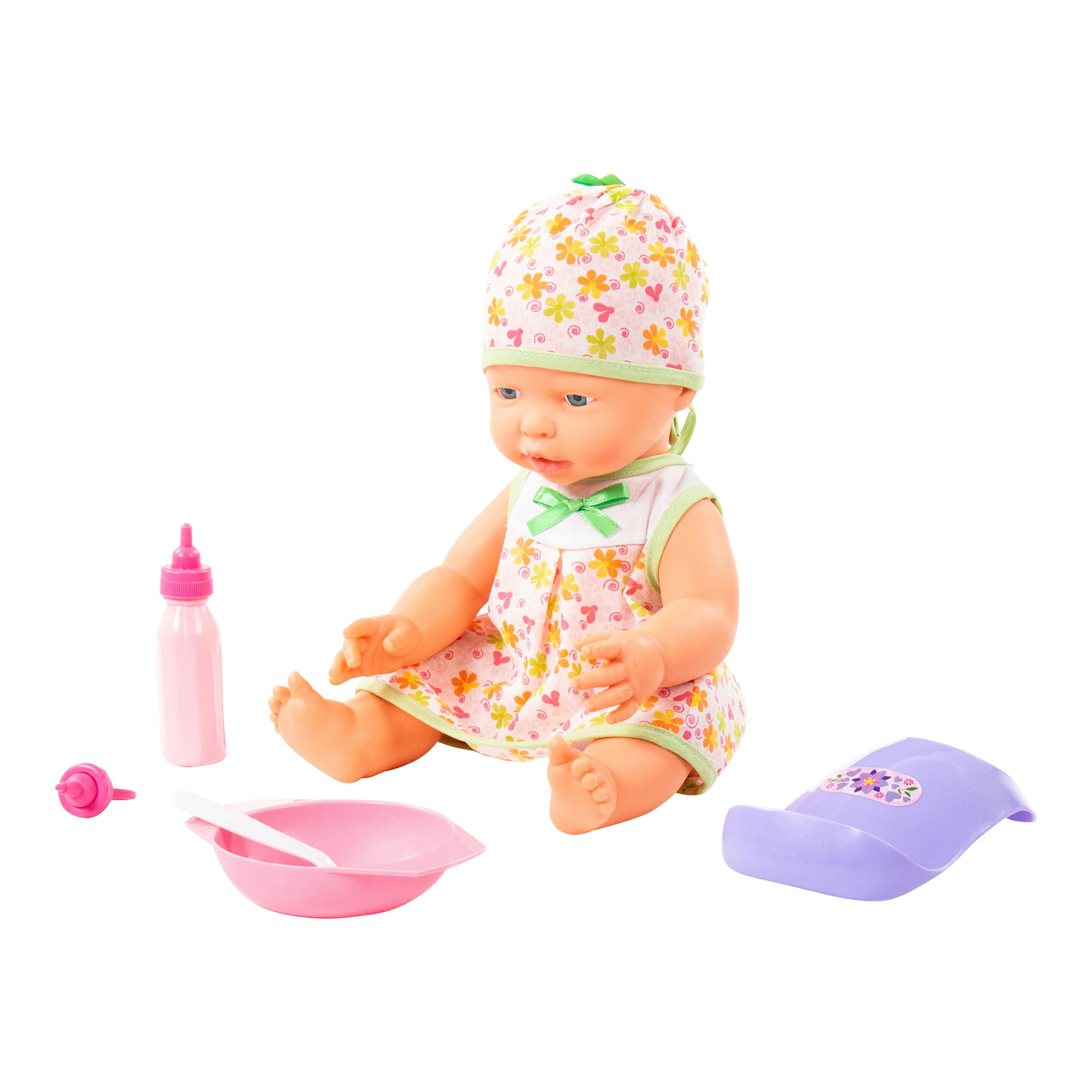 Polesie Puppe Fröhliches Baby 35cm mit Schnuller & Fütterset