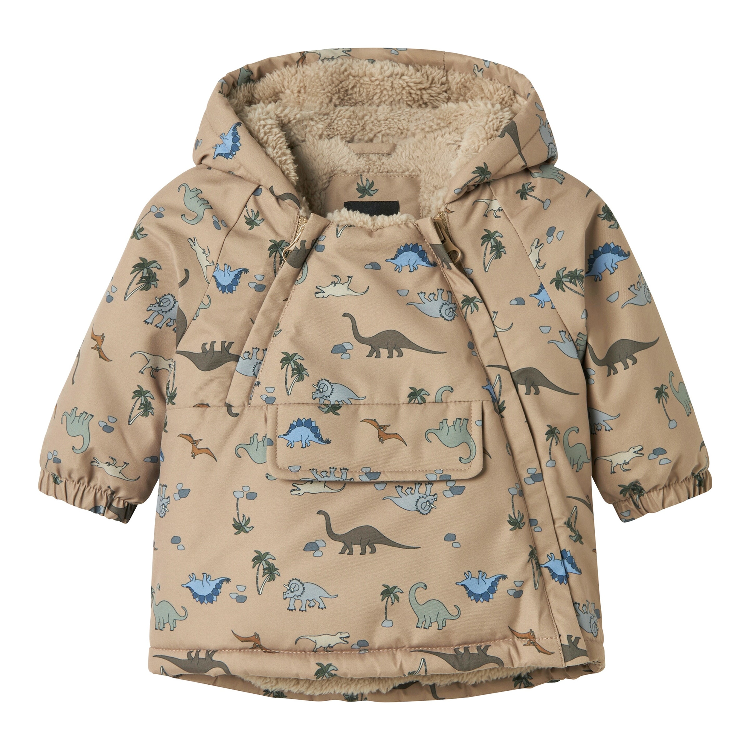 Name It Winterjacke mit Kapuze Plüschfutter Dinos