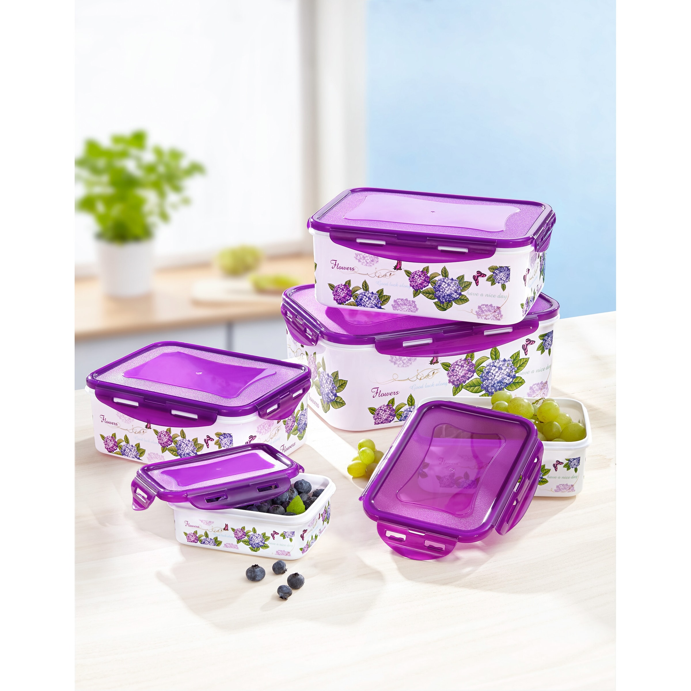 Dosen-Set "Hortensie", 5 Stück, lila