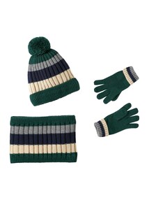Jungen Set: Mütze, Snood und Handschuhe gestreift