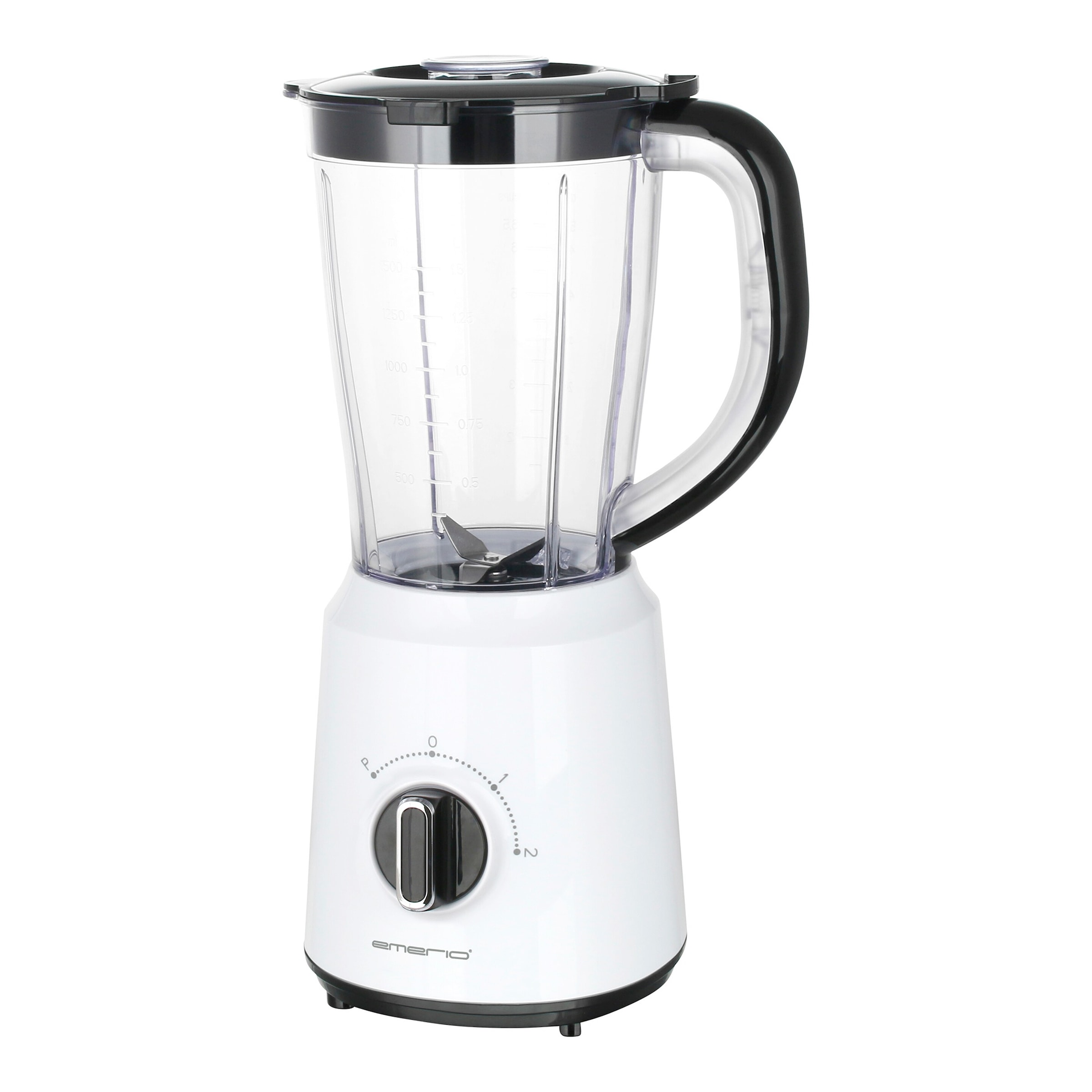 EMERIO Standmixer mit Crush Ice Funktion, 1.5l Behälter, 2 Geschwindigkeiten + Pulse Funktion, Messereinheit aus Edelstahl, Sicherheitsschalter, teilweise geschirrspülgeeignet, 500 Watt, BL-124816.7