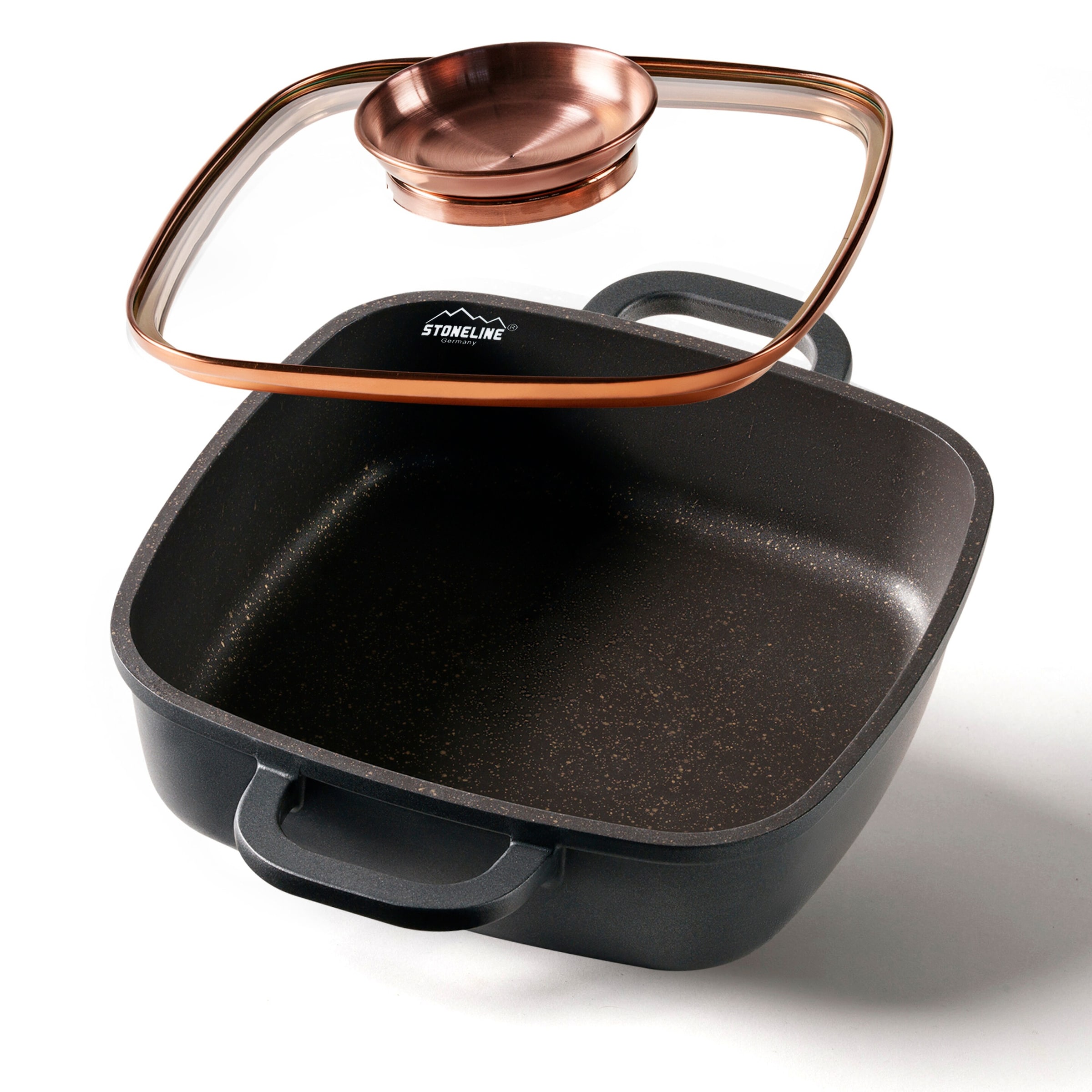 STONELINE® STONELINE Servierpfanne Eckig 20 cm Roségold | mit Deckel