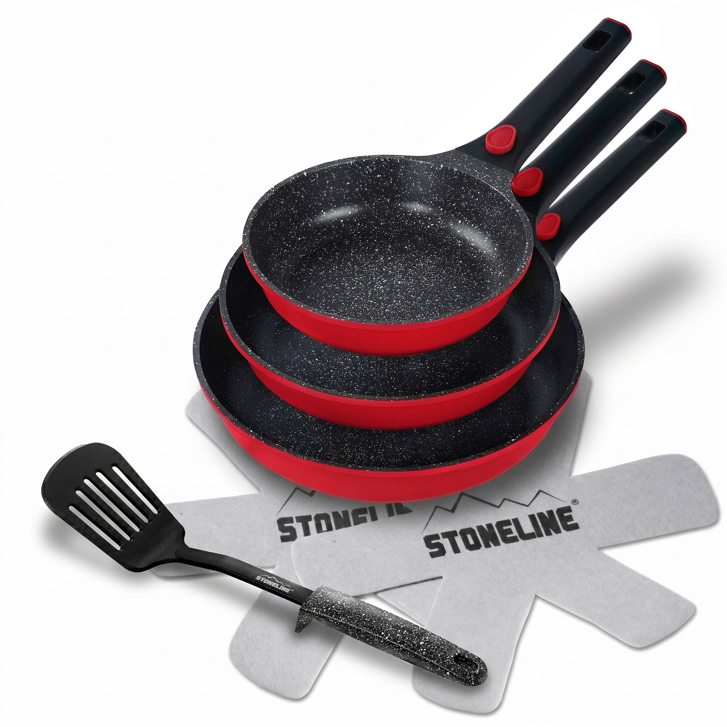 STONELINE® STONELINE SMART Pfannen-Set 6-teilig 20/24/28 | ohne Deckel - Rot