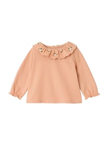 Baby Shirt mit geblümten Bubikragen, Bio-Baumwolle